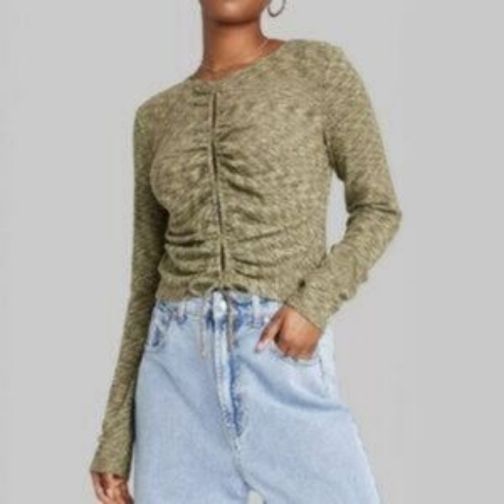 ❤️B2G1 🆕️Wild Fable Long Sleeve Soft Cozy Knit Ribbed Blouse M